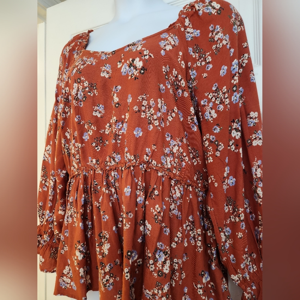 Floral Smocked Waist Peplum Top